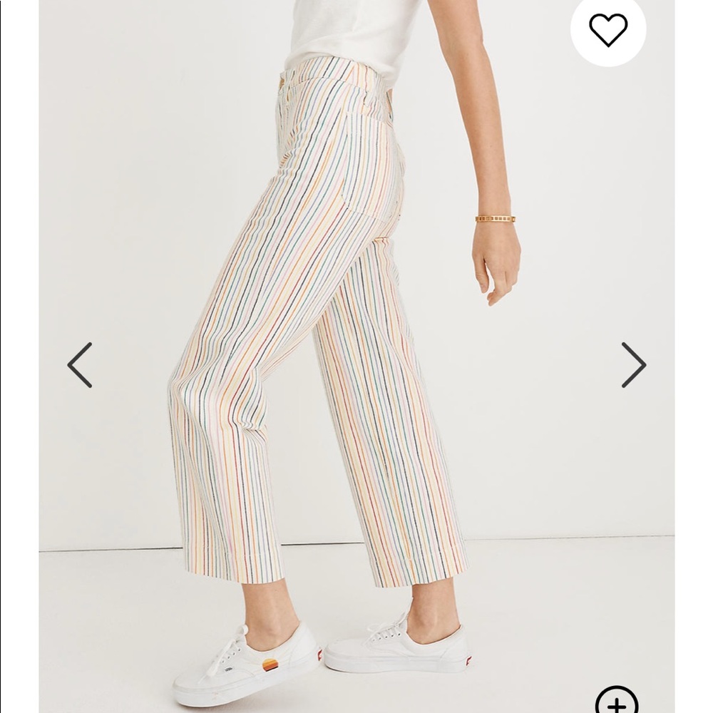 Slim Emmett Wide-Leg Crop Pants in Rainbow Stripe